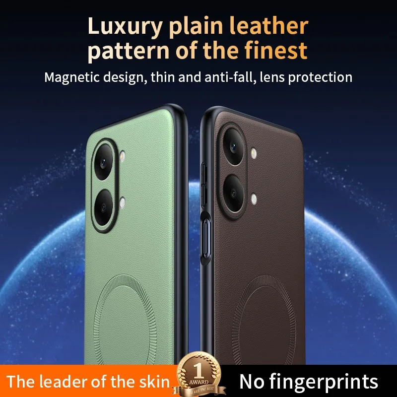 Magnetic Leather Shield Case - Anti-Fingerprint, Non-Slip PC+TPU Cover