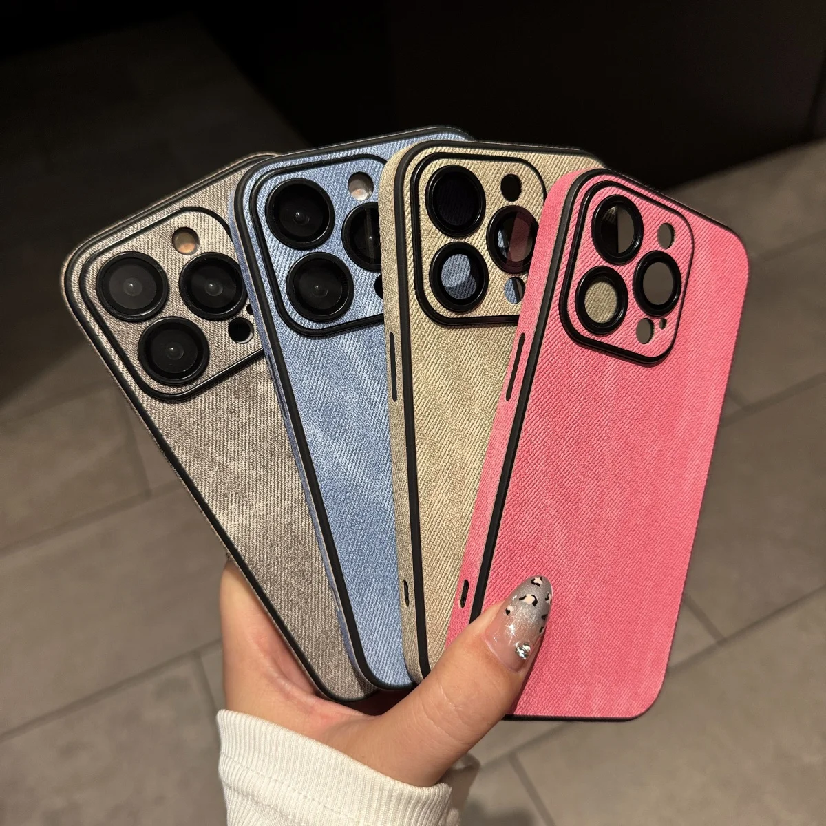Luxury Vintage Washed Cowboy Fabric Phone Case with Camera Lens Protection and Shockproof Design