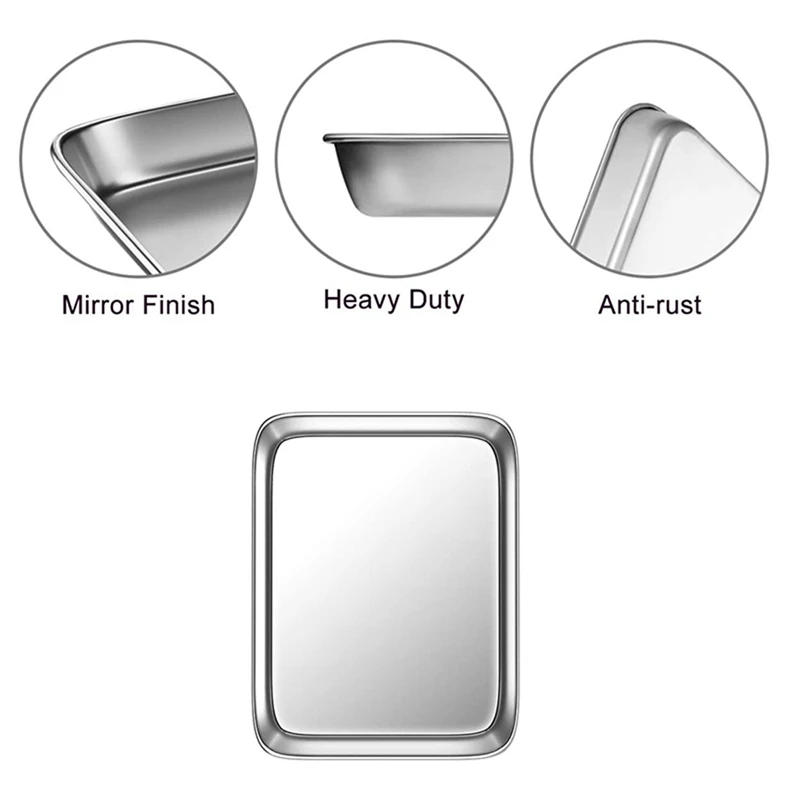ABGH-2 Set Toaster Oven Tray And Rack Set, Small Stainless Steel Baking Pan With Cooling Rack, 10 Inch & 9 Inch
