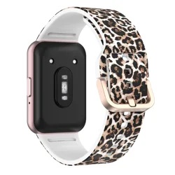 Colorful Painted Silicone Strap - Comfortable Replacement Bracelet Band for Fitness Tracker (Ieopard print)
