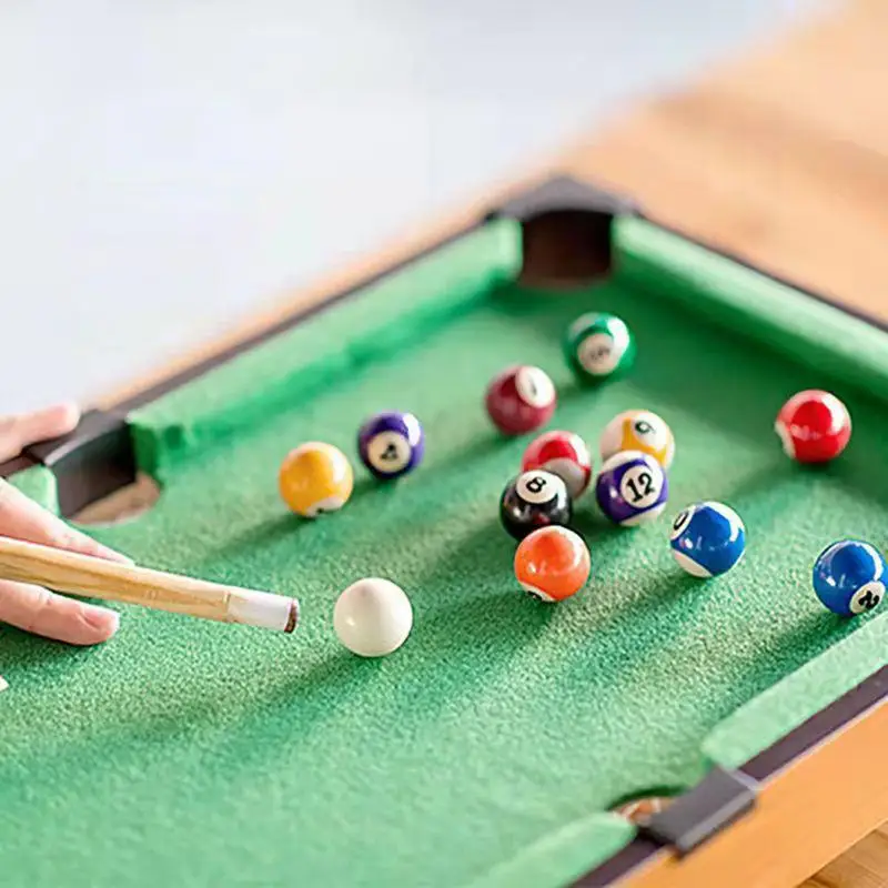 Billiards Pool Table Tabletop Pool Set Table Games Family Game Educational Toys Portable With Balls & Sticks For Kids