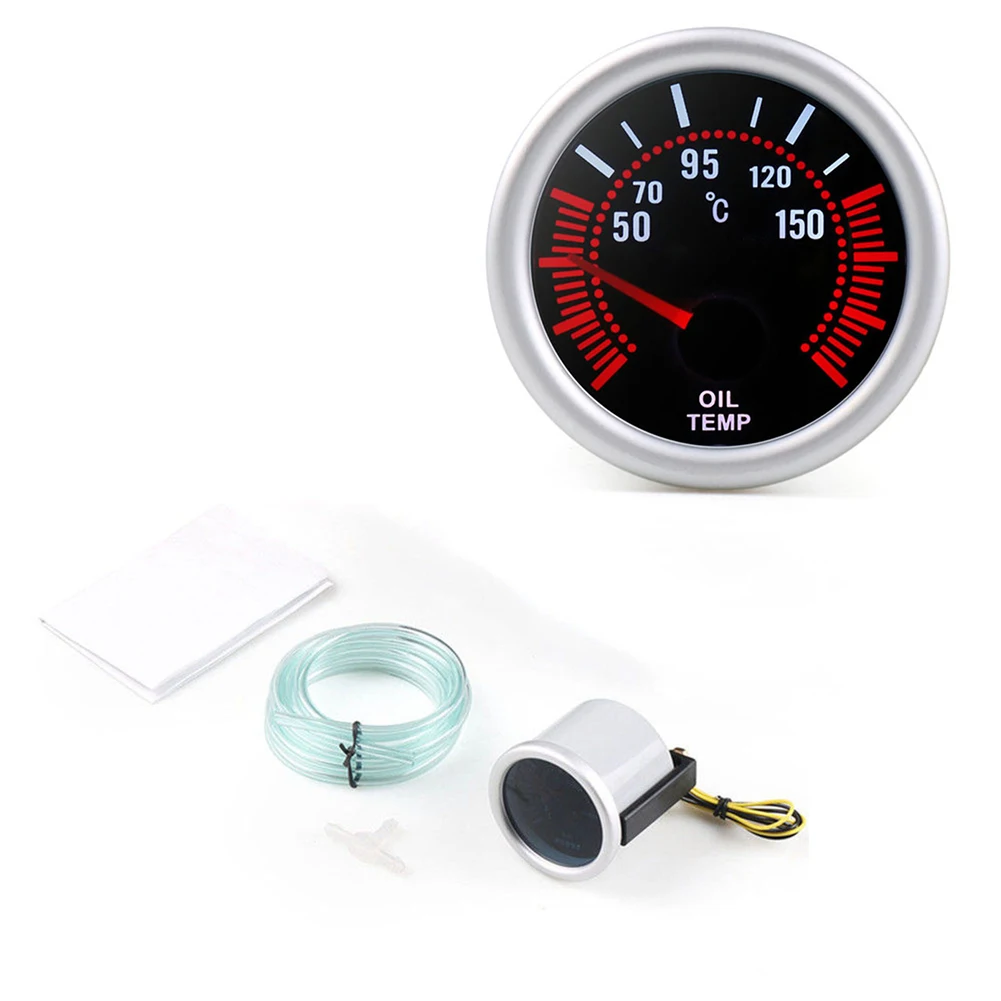 Gauge 1x Oil Temperature Replacement Universal White Light 12V 50~150 52mm Aluminum For Most Cars Plastic Durable