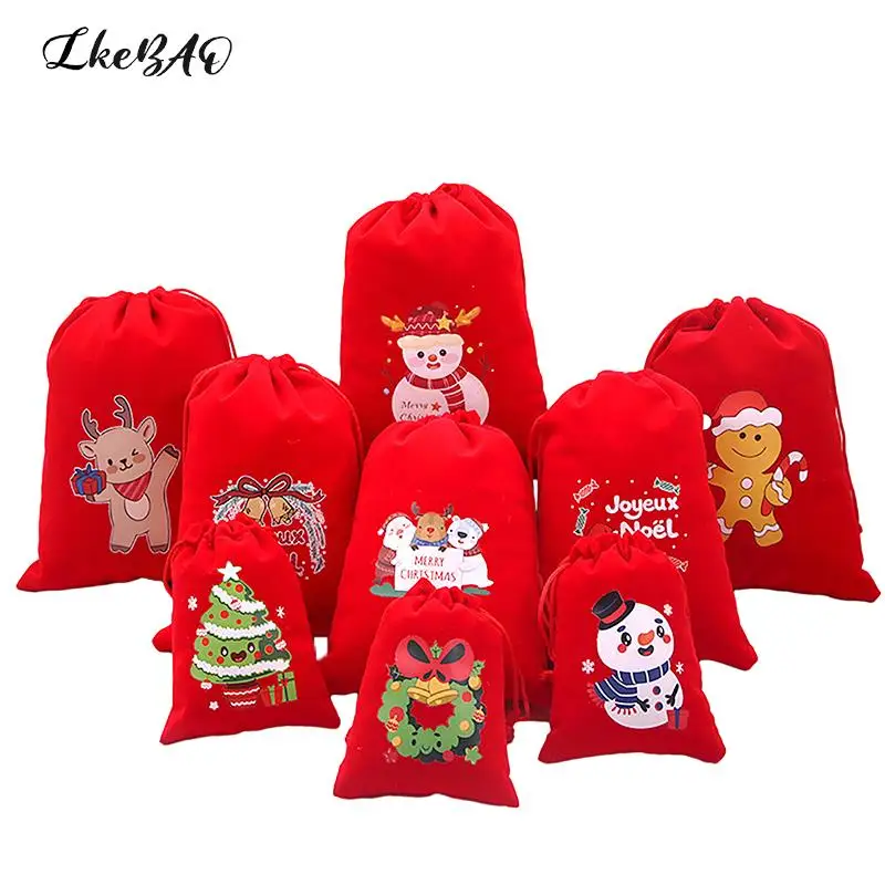 

1Pcs Small Candy Gift Bag Drawstring Bag Pouch Xmas Favor Bracelet Jewelry Packaging Bags 15x20cmChristmas Velvet Bags