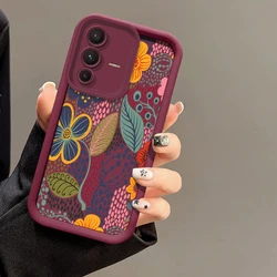 Colorful Flowers Silicone Shockproof Phone Case for Vivo V30 5G (Wine - red - 770)