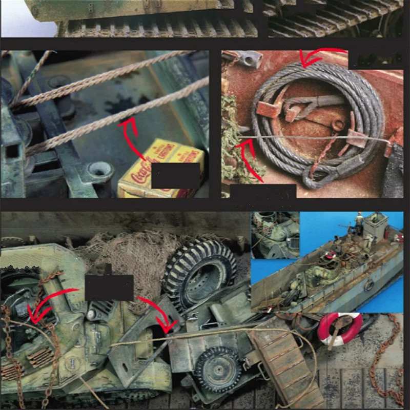 DIY 모델 만들기 견인 케이블 당기는 케이블 강철 케이블 탱크 전차 모델 변환 군사 장면 재료 길이 1M