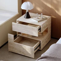 Wabi Sabi Minimalist Nightstands Rectangle Trendy Premium Glam Nightstands Bedroom Hidden Storage Mesilla De Noche Furniture 5