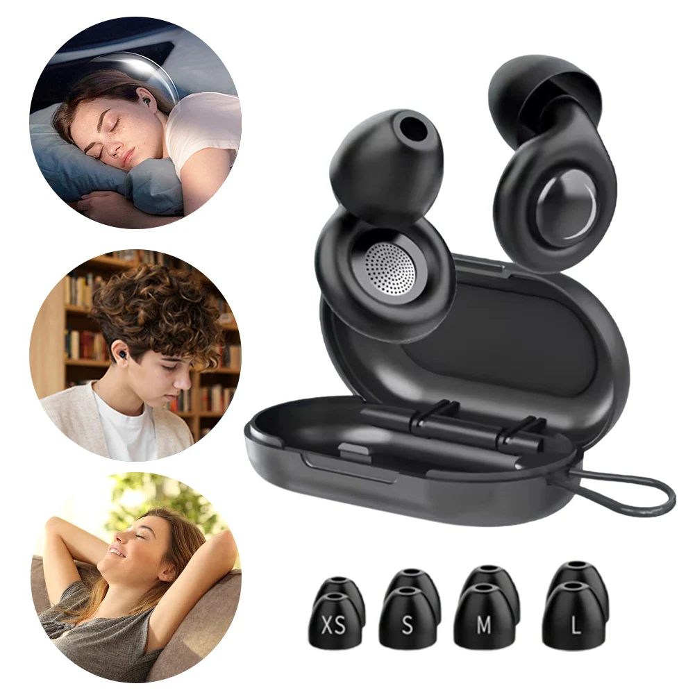 Reusable Silicone Sleep Ear Plugs W/ 10 Eartips in XS/S/M/L Hearing Protection Earplugs Noise Cancelling Ear Plugs for Sleeping