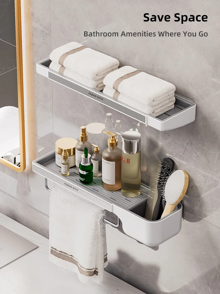 Bathroom Shower Shelf No Drill Wall-mounted Corner Shelf Organizer Luxury Plastic Bathroom Shower Holder Organizer Storage Rack Wall Mounted Storage Box Bathroom Shelf Bathroom Shelf Rack Bathroom Storage Rack Wall Shelf Organizer Storage Tray Wall Shelf