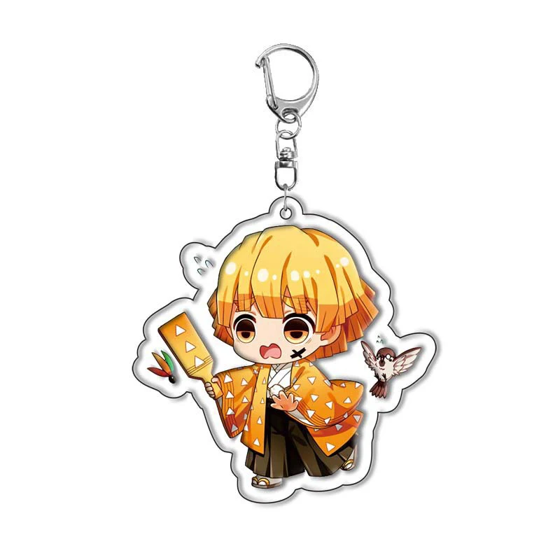 Porte-clés en acrylique version Q Demon Slayer, pendentif dessin animé Kamado Tanjirou Nezuko, cadeau de bande dessinée anime, accessoires de cosplay 5