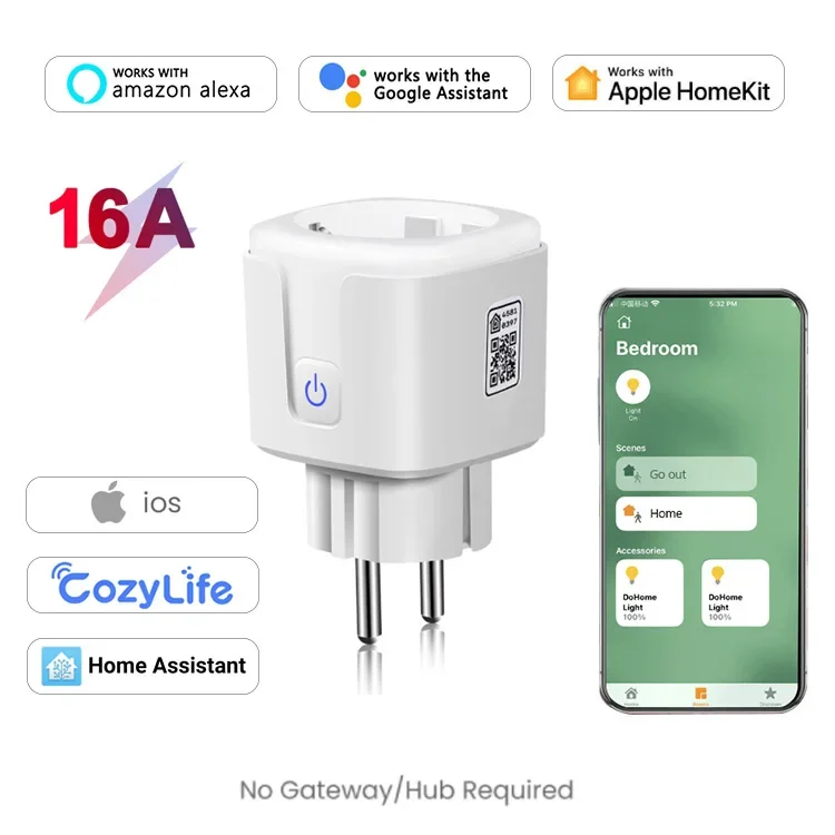 Description Picture 2 of itemHomeKit WIFI Smart Plug 16A EU Power Monitor Smart Home Wireless Socket Outlet  Cozylife App Siri Control for Alexa Google Home