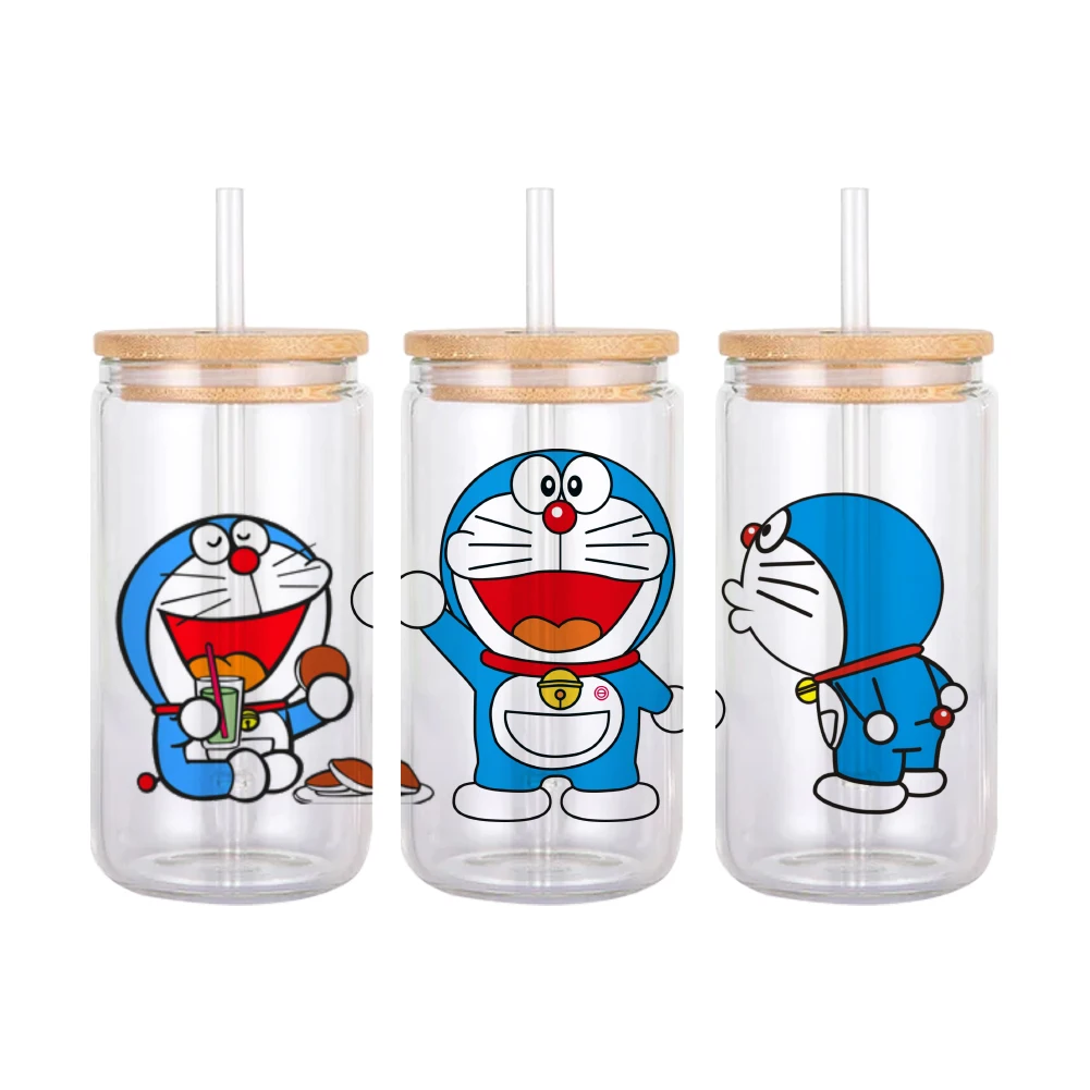 Japanese Cartoon Doraemon Pattern UV DTF Transfer Sticker Waterproof Transfers Decals For 16oz Glass Cup Wrap Stickers