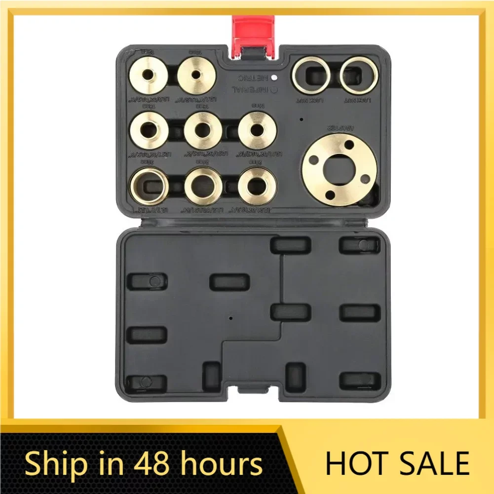 

11pcs/set Brass Template Router Guides Kits With Lock Nut Adapter Template Guide Bushing Bushings OD 10 12 14 16 18 20 24 30