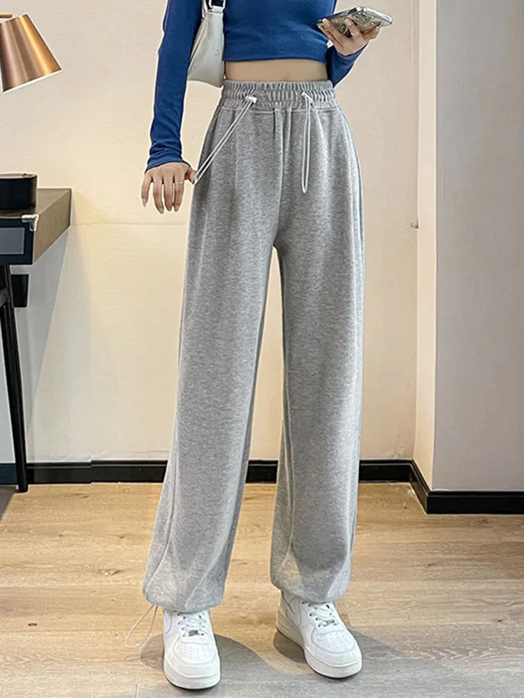 Pink Sweatpants Joggers Women Wide Leg Autumn Baggy Pants For