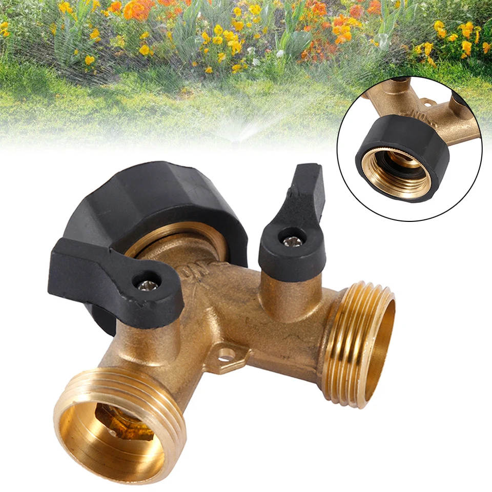 Splitter Per Tubo Da Giardino In Metallo 2 Vie - Derivatore A Y Con Attacco 3/4, Valvole E Impugnatura Gommate, Antigoccia