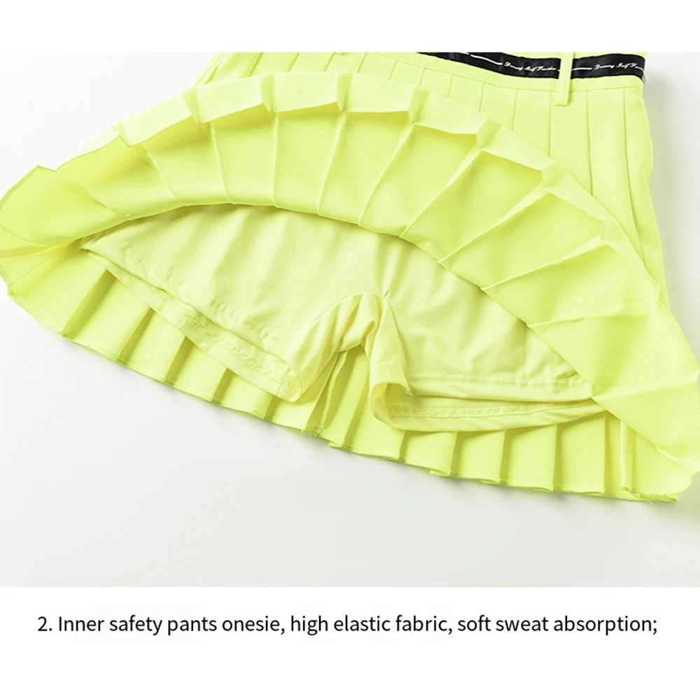Women Thin Breathable High Waist Double Layer Pleated Short Skirt Sports Golf Wear Tennis Gym Fitness Soft Workout Clothing 골프치마 sports skirt pleated mini skirt