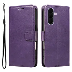 Elegant Leather Wallet Flip Case with Kickstand and Card Holder - Galaxy A27 (PURPLE)