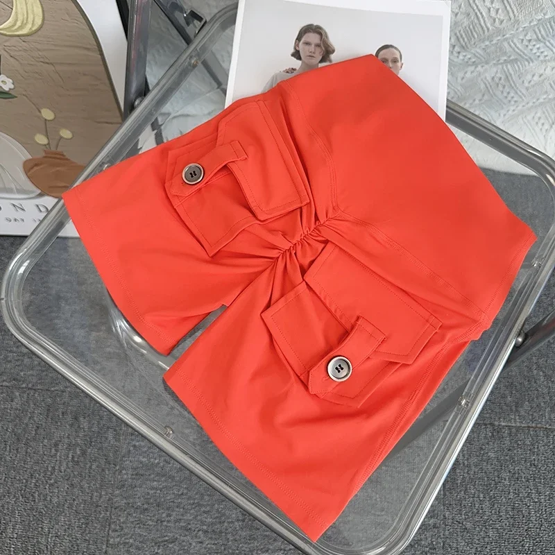 Nude High Waist Peach Butt Quick-Dry Yoga & Gym Shorts with Pocket