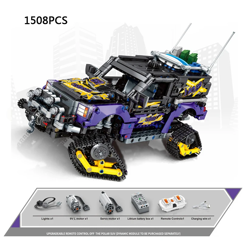 App Tecnica Rc Vehicle Block 2.4Ghz Radio Remote Control Track Truck Polar Adventure 4Wd Car Orv Toys Figure Brick Con Luce