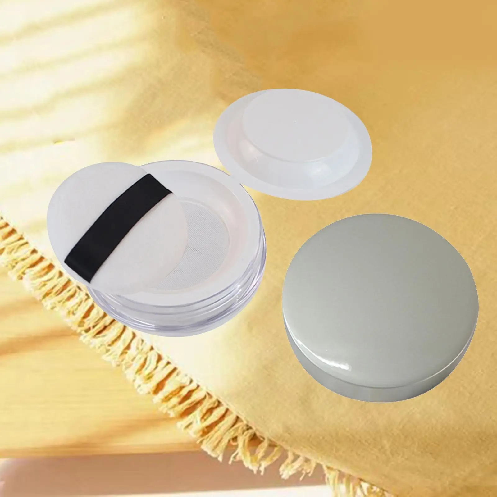 Refillable Empty Makeup Powder Container with Puff Sifter for Travel Blusher