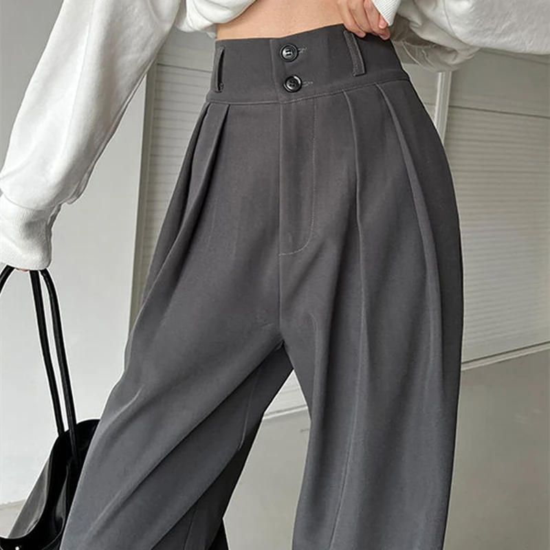 Azterumi Women Midi Waist Suit Casual Work OL Pants 2023 Spring Autumn  Career Grey Pants Fashion Trousers - AliExpress