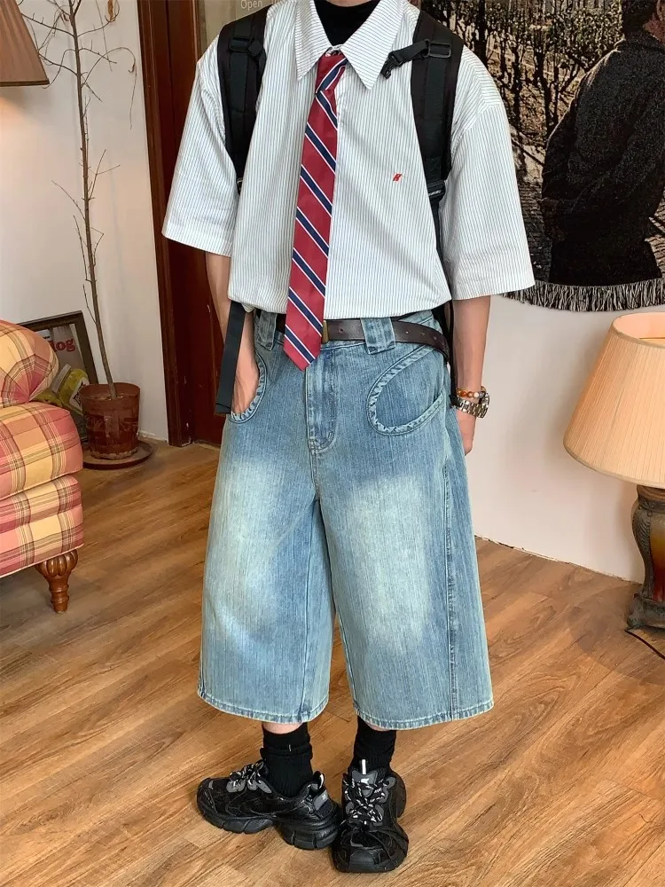 Trendy Denim Shorts Women's High-Waisted Vintage Petite Loose