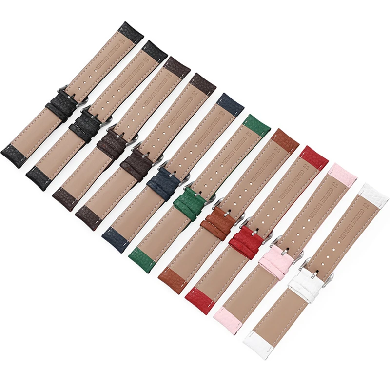 Litchi Pattern Soft Leather Watch Band Bracelet 14mm 16mm 18mm 20mm 22mm Replacement Wrist Straps Watchbands