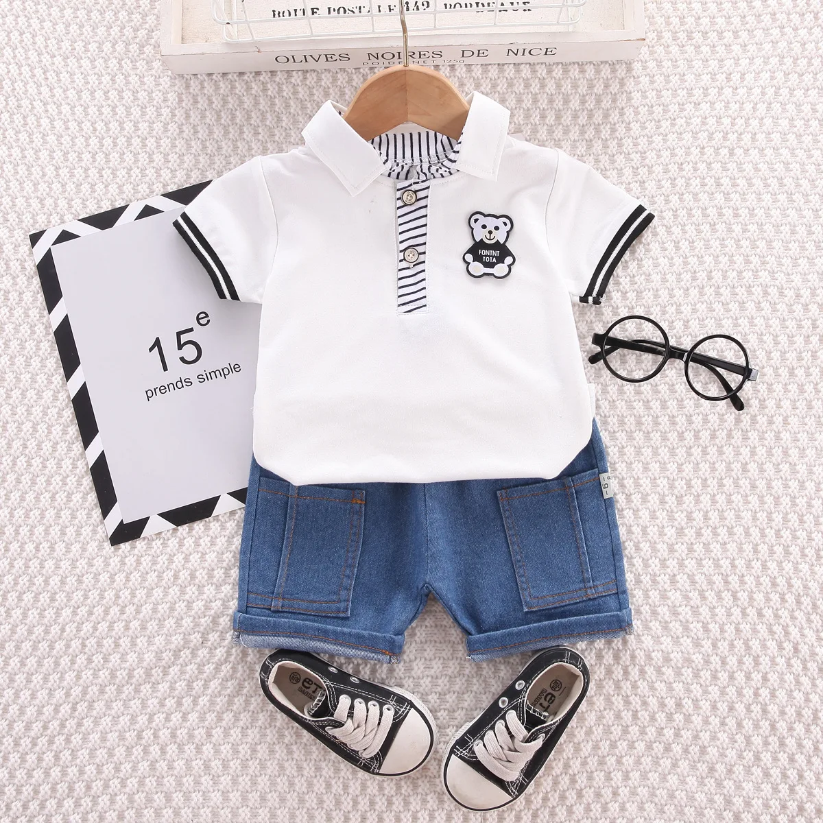 

Summer Baby Boy Clothes 1 to 3 Years Cartoon Turn-down Collar Short Sleeve T-shirts Tops and Shorts Boys Outfits Kids Tracksuits