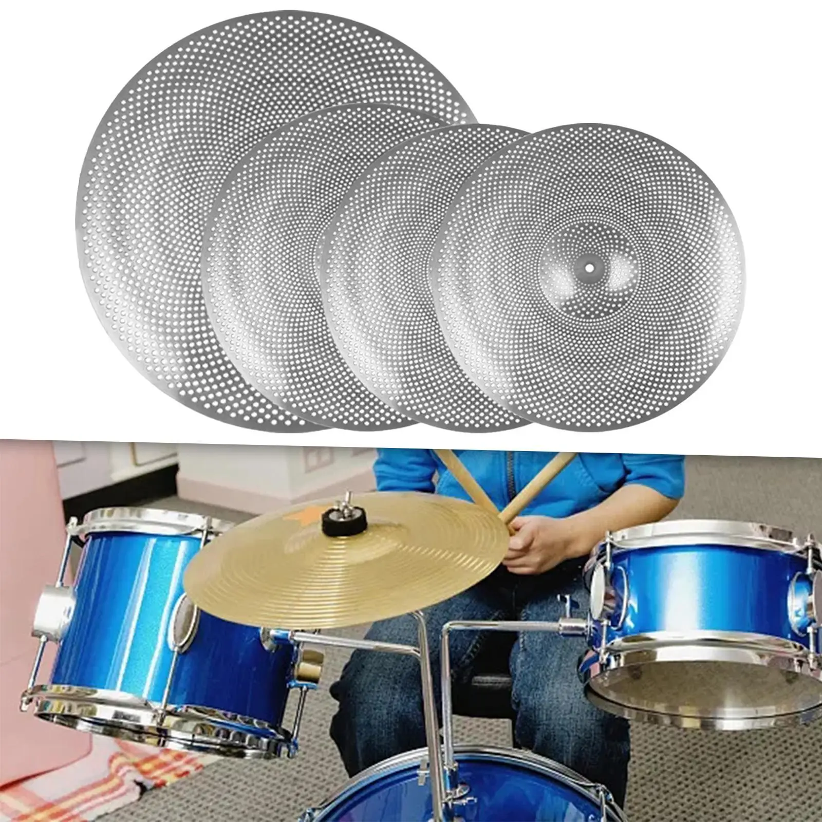 4 Pieces Drum Cymbals Mute Cymbals Alloy Replacement Percussion Accessories Music Room Sturdy Stage Drummer Practice