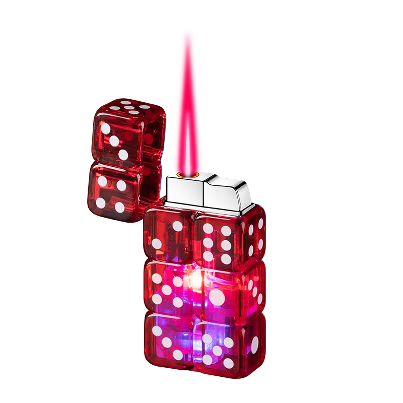 

New Flashing Light Transparent Lighter Luminous Double Row Dice Lighter Personality Creative Trend Lighter
