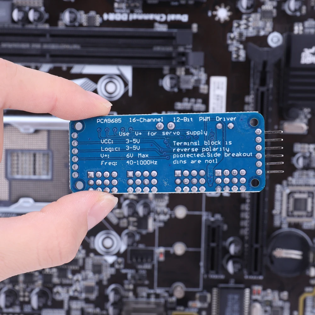 아두이노 로봇용 PWM 서보 모터 드라이버 보드 컨트롤러, PCA9685, IIC 인터페이스, 16 채널, 12 비트