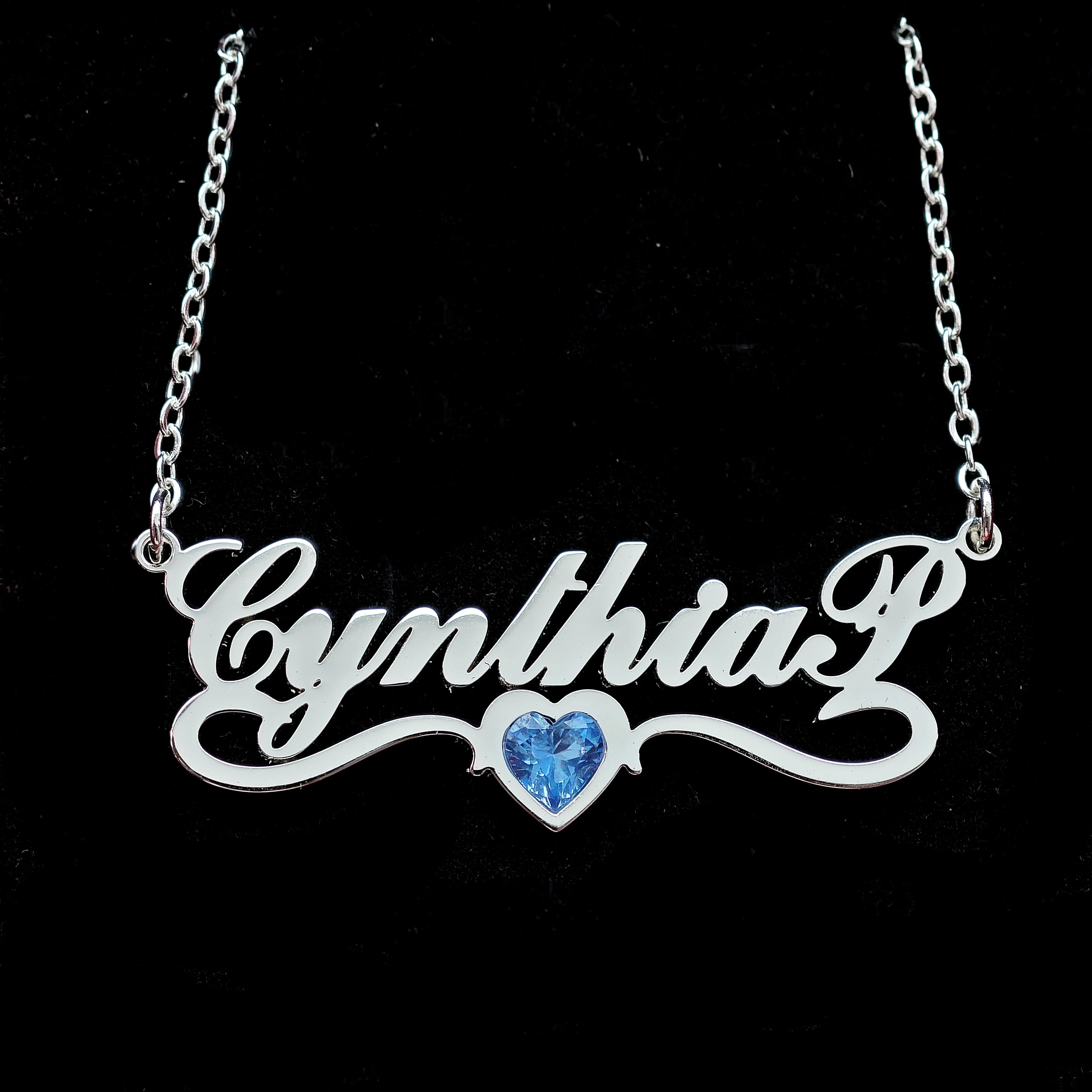 DOREMI Custom Name Birthstone Heart Letters Necklace Cursive Name Women Custom Jewelry Gift Package Necklace Jewelry