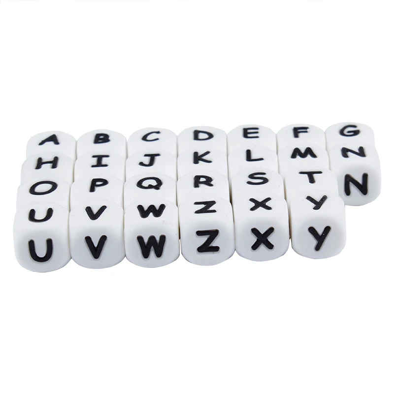 12mm 50Pcs Silicone Letters Beads English Alphabet Baby Teether For Personalized Name DIY Pacifier Chain Clip Toys BPA Free 3
