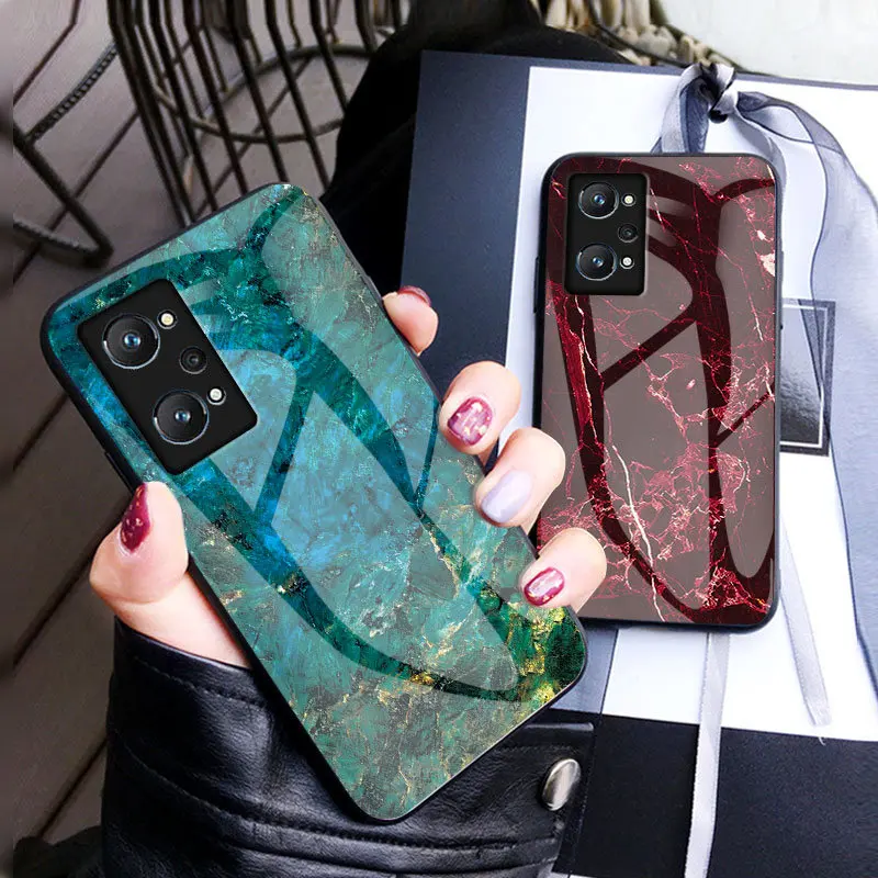 

Realme GT Neo 2 Neo2 RMX3370 Case Marble Tempered Glass Hard Cover Phone Case Soft Bumper for Realme GT Neo 2 Neo2 5G RMX3370