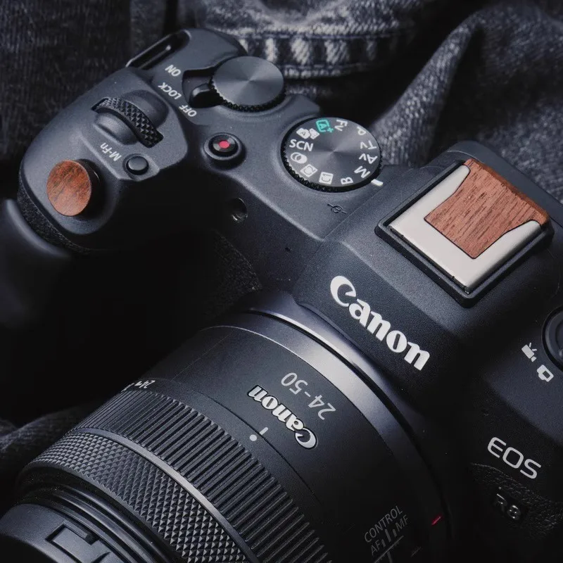 wooden Shutter Release Button and wooden Hot shoe cover For CANON EOS R7 R8 R10 R50 R5II R6II R1 Camera Cold shoe protection