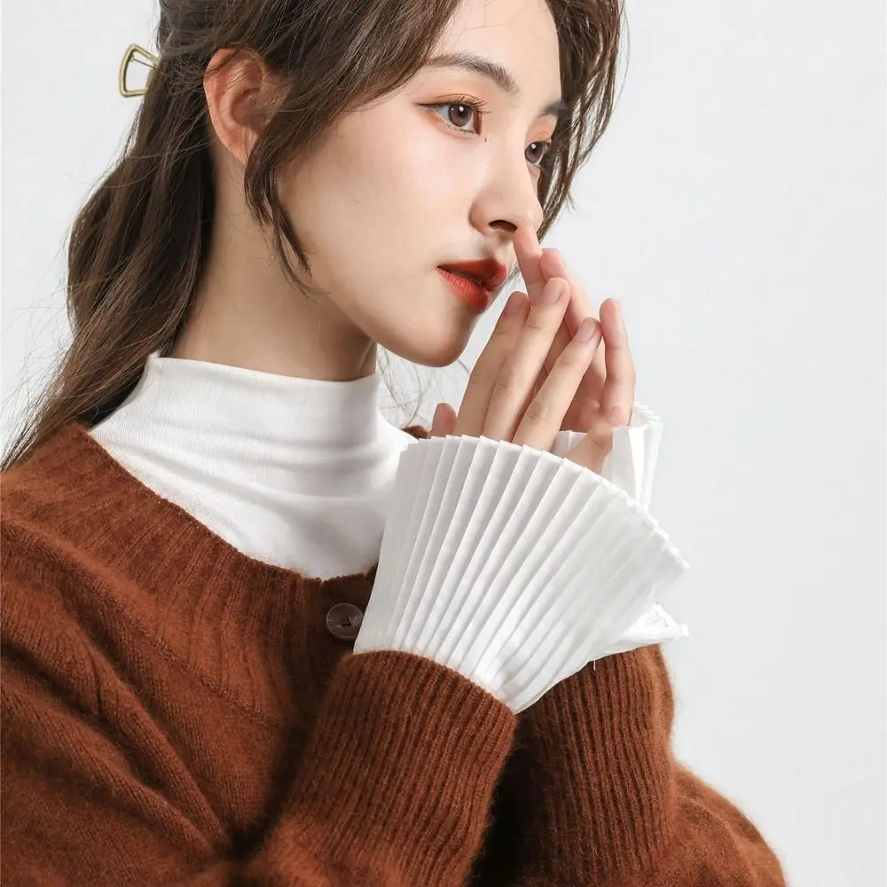 

Плиссированные съемные манжеты, рубашка, плиссированные расклешенные рукава, накладные манжеты, декоративный женский свитер с накладными рукавами, декоративные манжеты