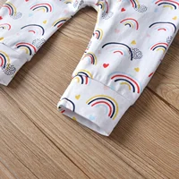 Spring Autumn Newborn Infant Baby Girls Clothes Rainbow Printed Thin Cotton Toddler Girls Long Sleeve Romper Jumpsuit + Headband 6
