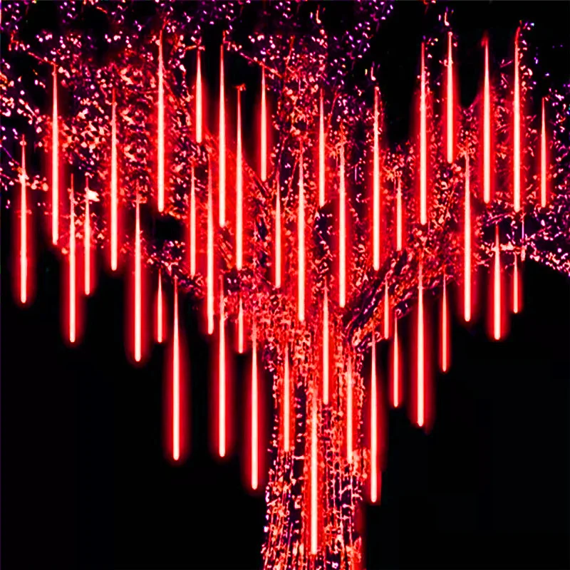 thumbnail image 1 of Guirnalda de luces LED de lluvia de meteoritos de 30/50 cm, 8 tubos, enchufe UE/EE. UU., decoración de bodas, luces de jardín, decoración navideña, 1 of 5