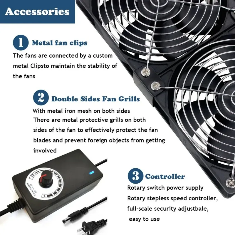 Ventola Di Raffreddamento Da 12 Cm – 3000 RPM Con Controller E Griglia Protettiva, Per Amplificatori E Server