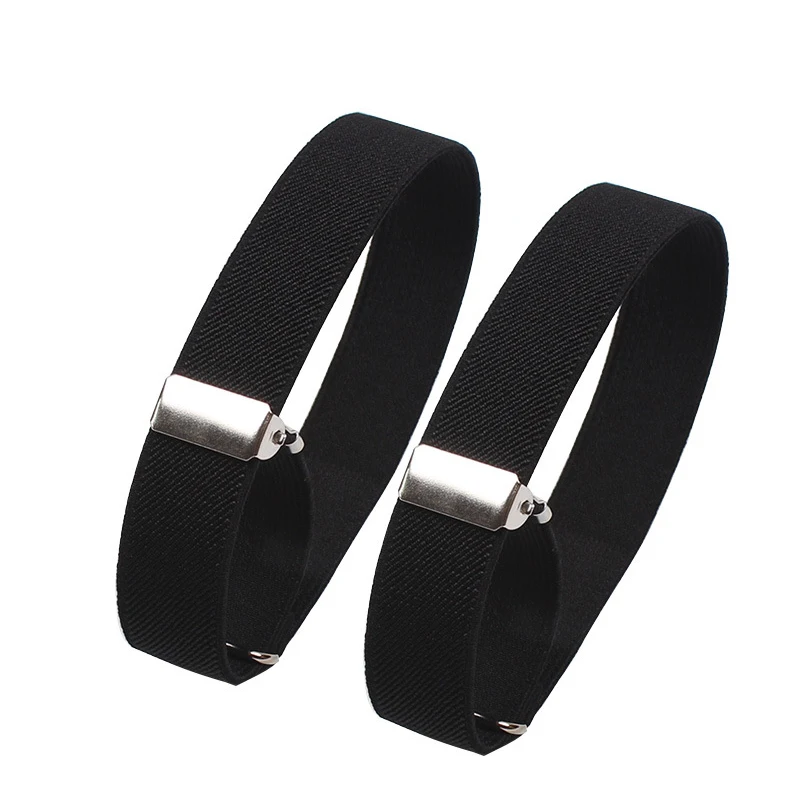 Brazalete elástico antideslizante para hombre y mujer, soporte de manga de camisa, bandas de brazo, liguero ajustable, pulsera de Metal, 1 par