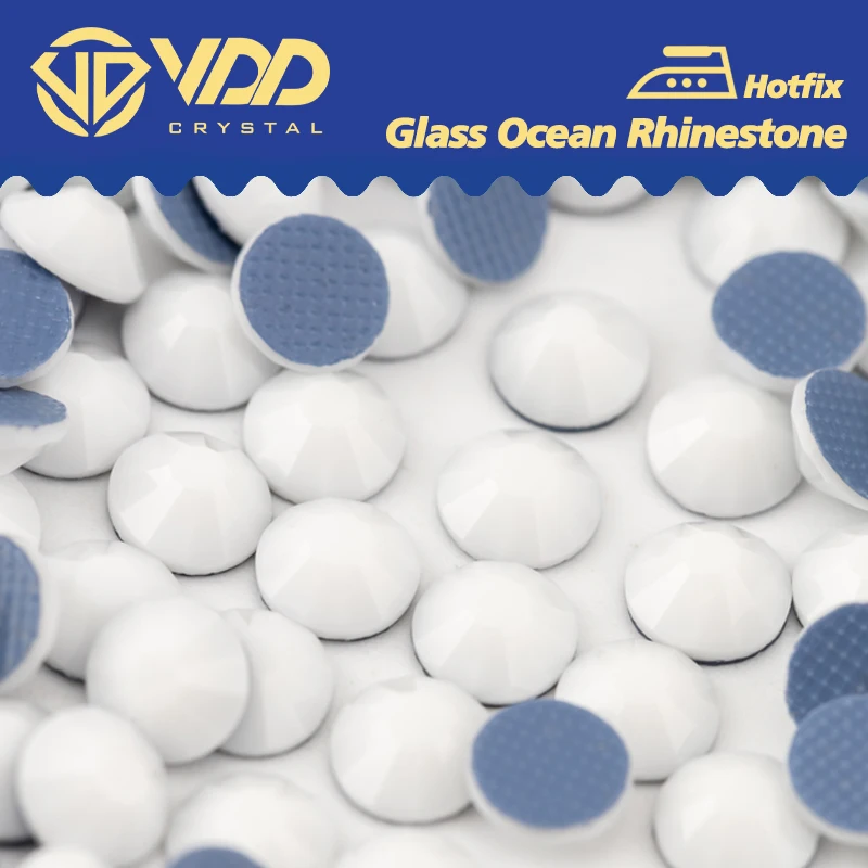 VDD 048 Kreide Weiß Hochwertige Hot-Fix Glas Strass Kristall Flatback Strass Steine Für DIY Stoff Dekoration Hochzeitskleid