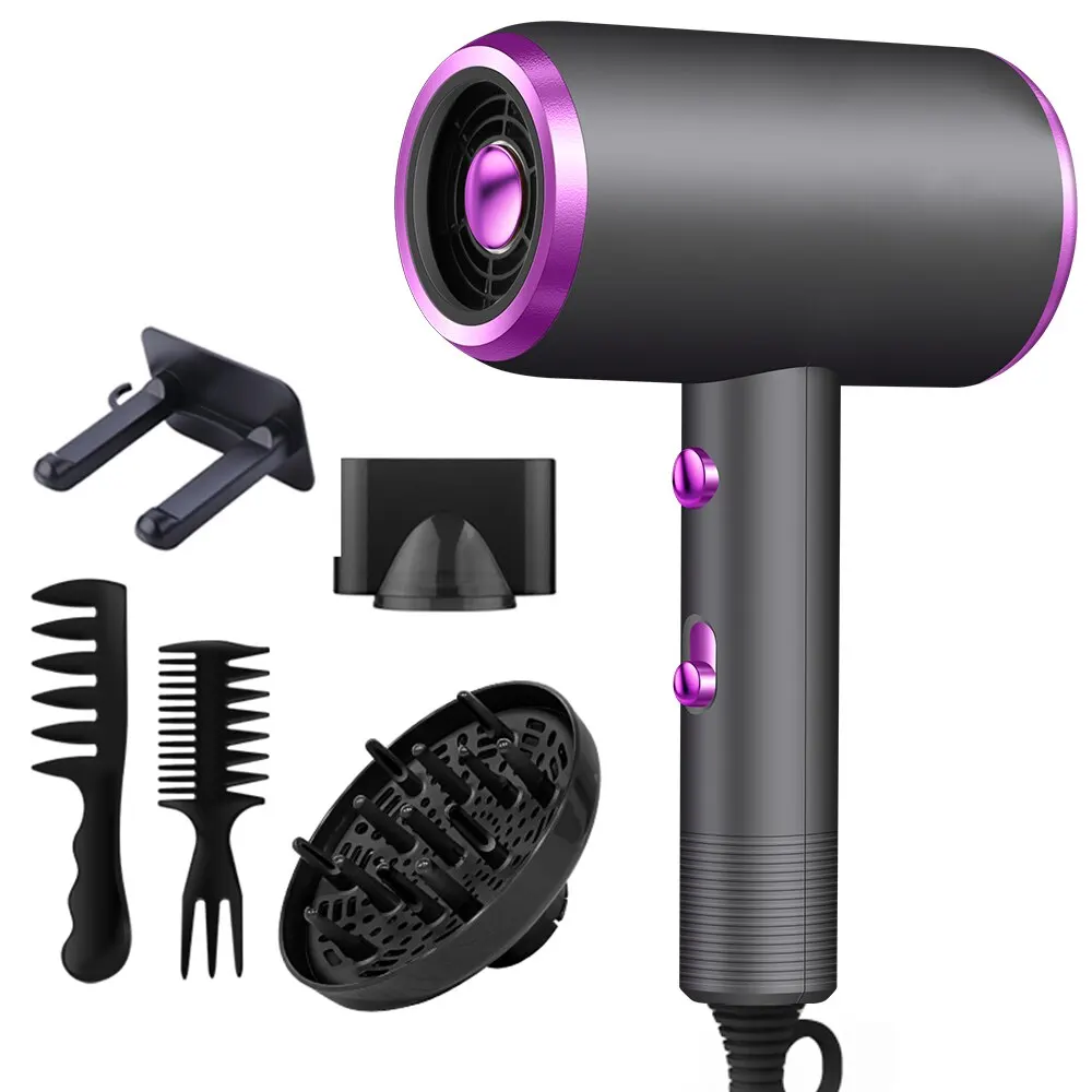 

Professional Hair Dryer 1800W Powerful Ionic Hairdryer with Diffuser Blow Dryer with 2 Speeds 3 Heating and Cool Button for Wom