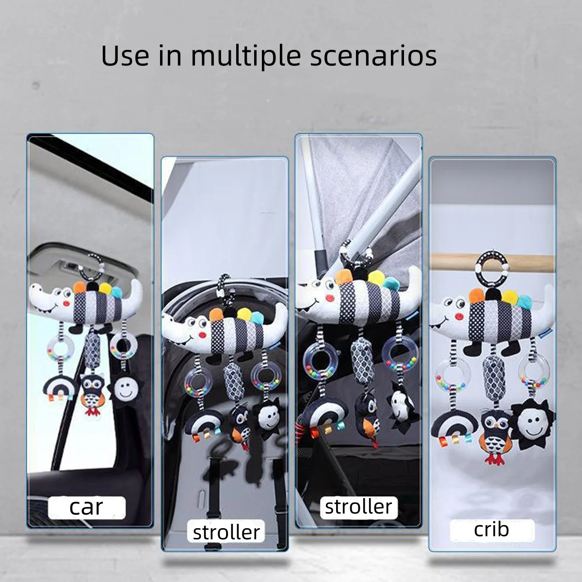 Baby stroller black and white pendants, wind chimes, newborn bed bells, bed hanging toys, baby car puzzle toys 5