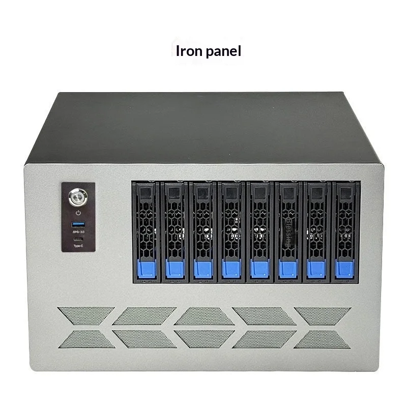 HN8 8베이 핫스왑 NAS 인클로저, 3.5/2.5인치 HDD용 SATA/SAS, MATX/ITX, 4개의 PCIe 및 Type-C 포트, Unraid TrueNAS 스토리지용