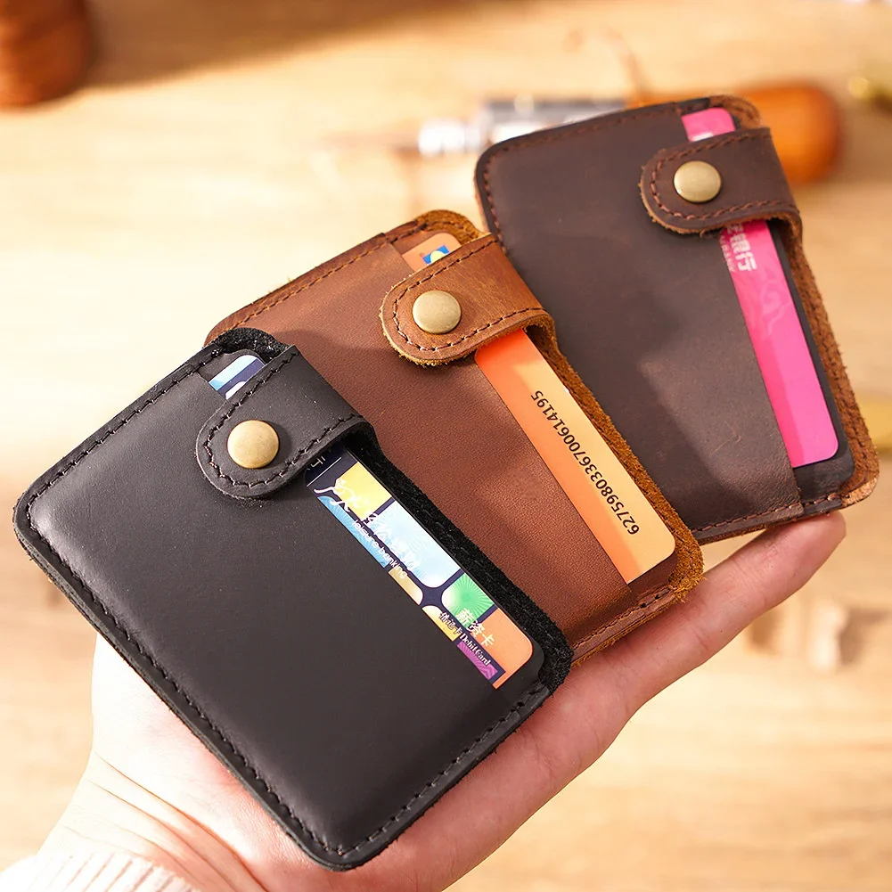 Leather Card Wallet Men Business Bank Card Holder Thin Credit Case Convenient Small Cards Pack Cash Pocket