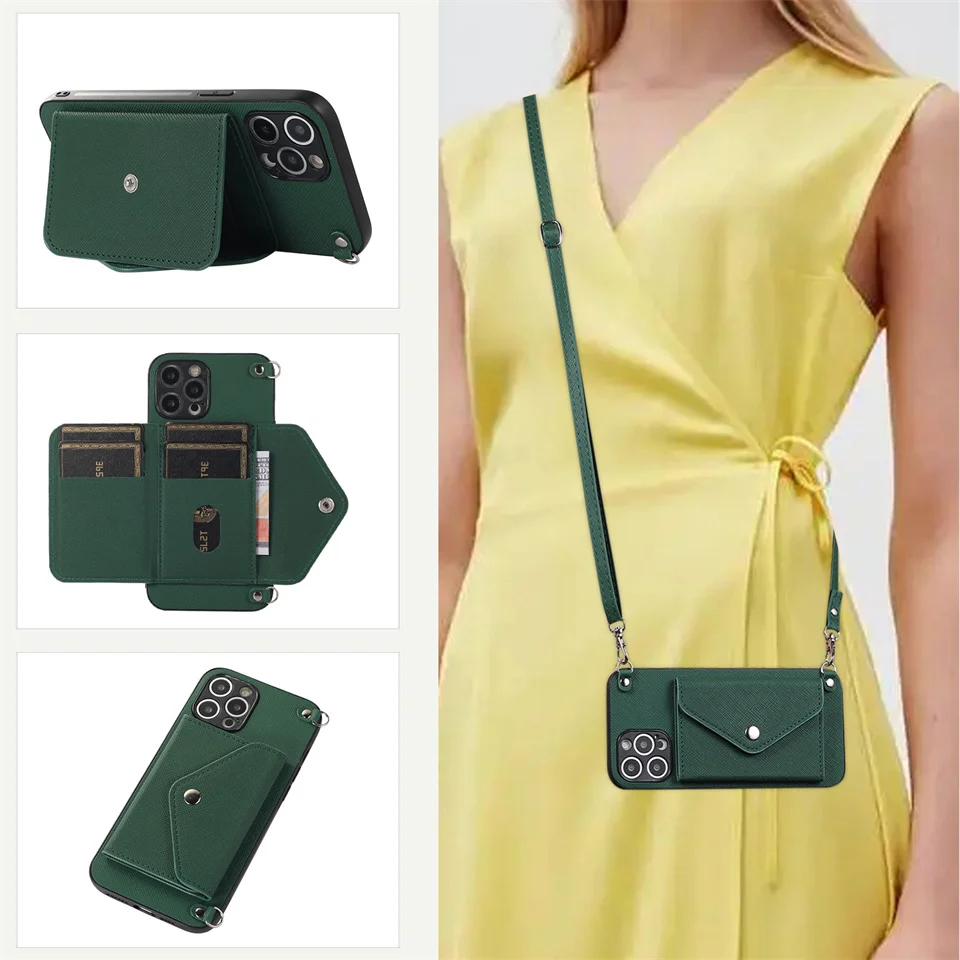 Crossbody Shoulder Strap Wallet Card Holder with Lanyard Cover