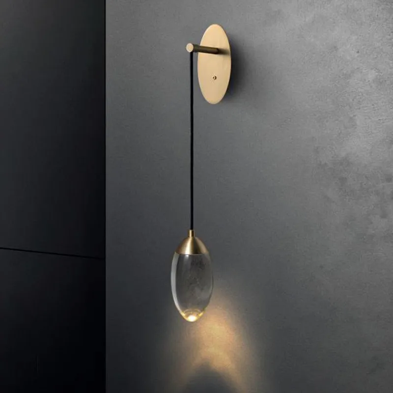 Postmodern Crystal Led Wall Light Copper Staircase Bedroom Bedside Living Room Background Wall Lamp 3