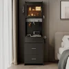 Small Vanity with Folding LED Lighted Mirror & Wheeled Padded Stool,3 in 1 Vanity Desk w/ Drawer & Lighted Cabinet,Makeup Vanity 2