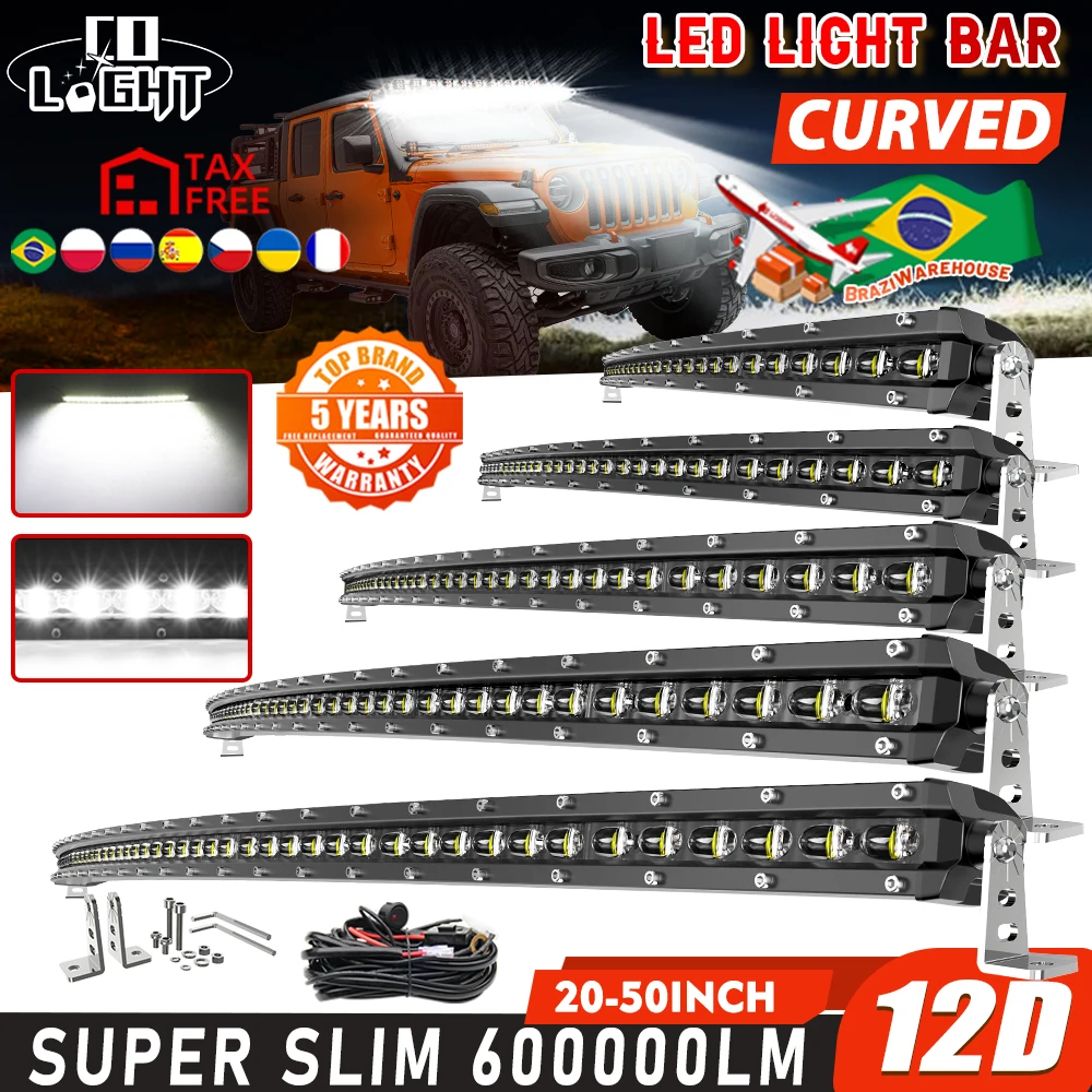 

CO LIGHT Curved 20" 26" 32" 38" 44" 50" Curved Led Light Bar Driving Lights Single Row Offroad Truck SUV ATV Tractor Car Boat