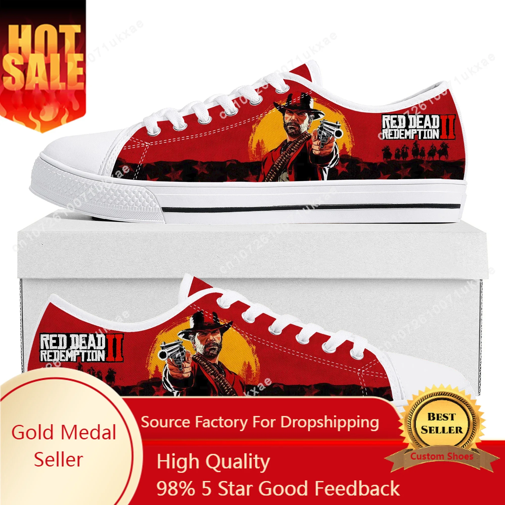 

Red Dead Redemption 2 Low Top Sneakers Mens Womens Teenager Canvas High Quality Sneaker Casual Custom Made Shoes Customize Shoe
