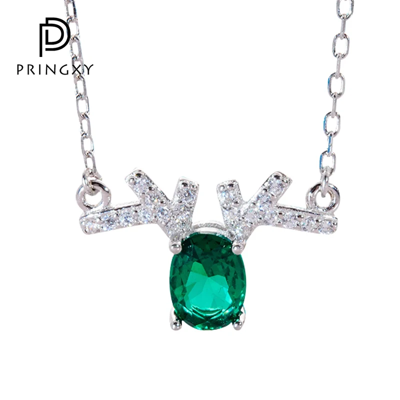 

PRINGXY Antler 1CT High Carbon Diamond s925 Sterling Silver Platinum Plated Necklace For Women Engagement Wedding Fine Jewelry